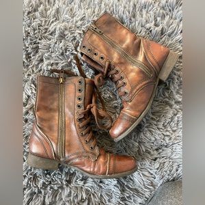 Brown leather Steve Madden combat boots